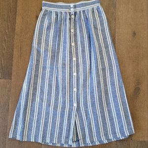 Linen Striped Skirt with Buttons